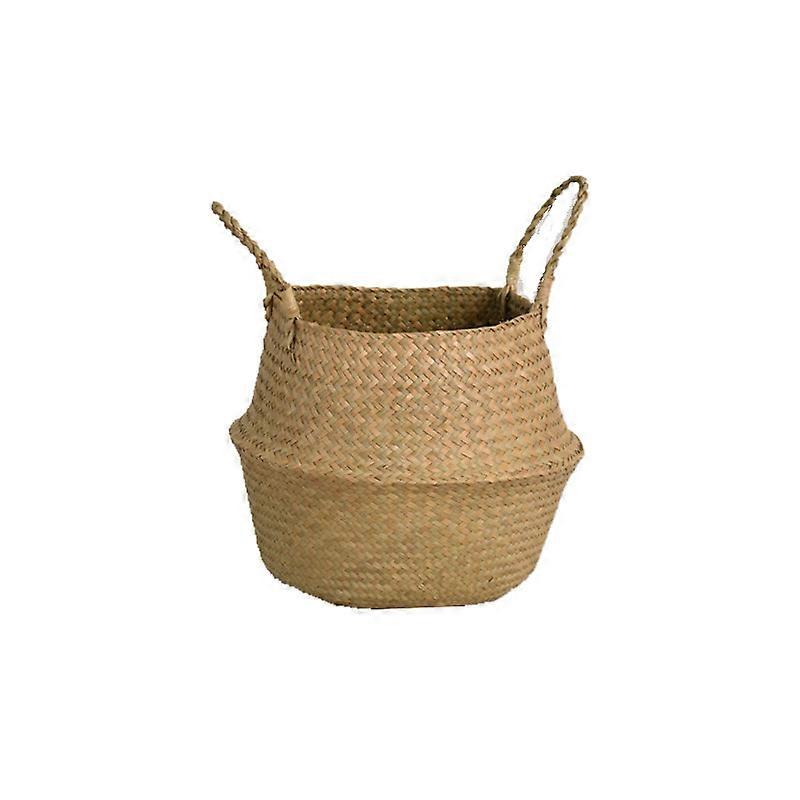 Hínár tároló kosár, virágcserép, virágcserép, természetes kosár szennyeskosár fogantyúval, összecsukható szőtt haskosár játéktároló, tárolókosár