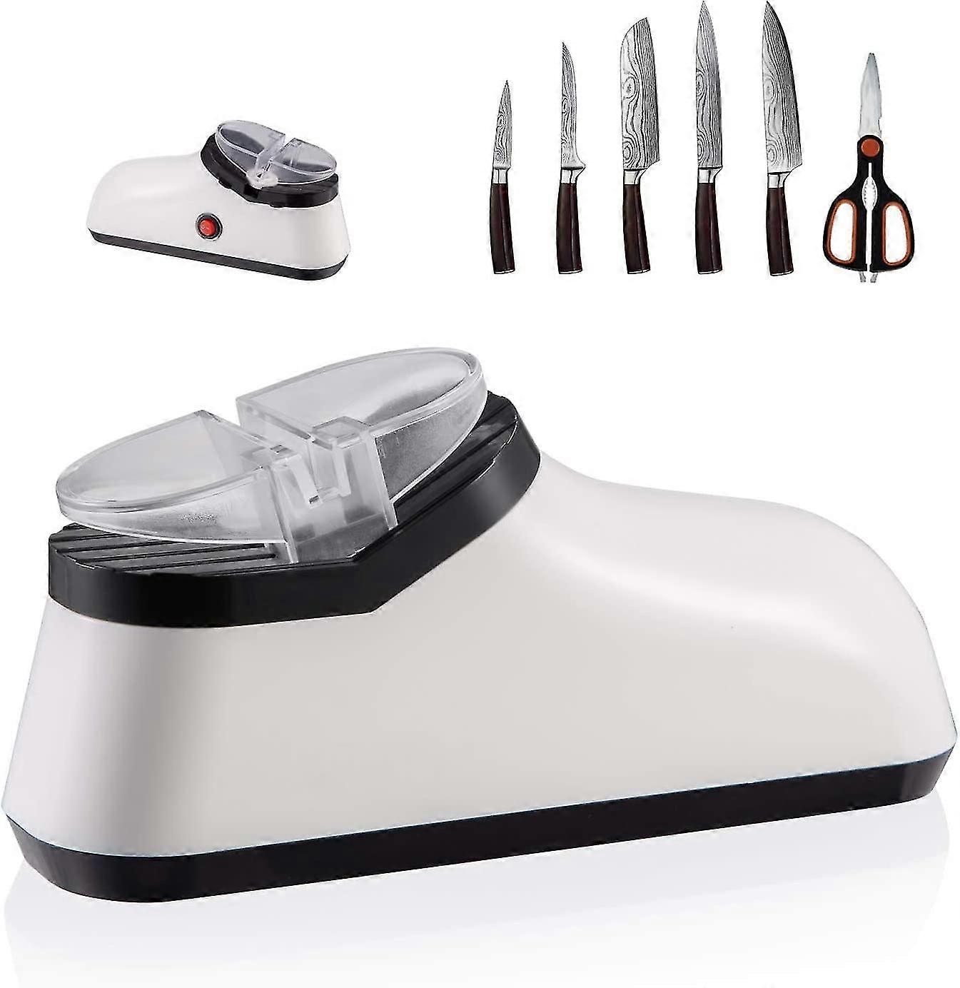 Electric Knife Sharpener, Kitchen Knife Sharpener, 2-stage System Rechargeable Scissors Sharpener With Non-slip Base