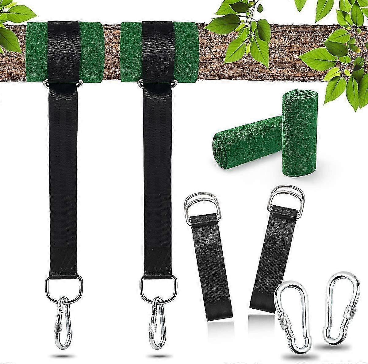 Tree Swing Hanging Straps Kit 2x5ft Heavy Duty Swing Hanger With Carabiners, Tree Protectors And Swivel Hook