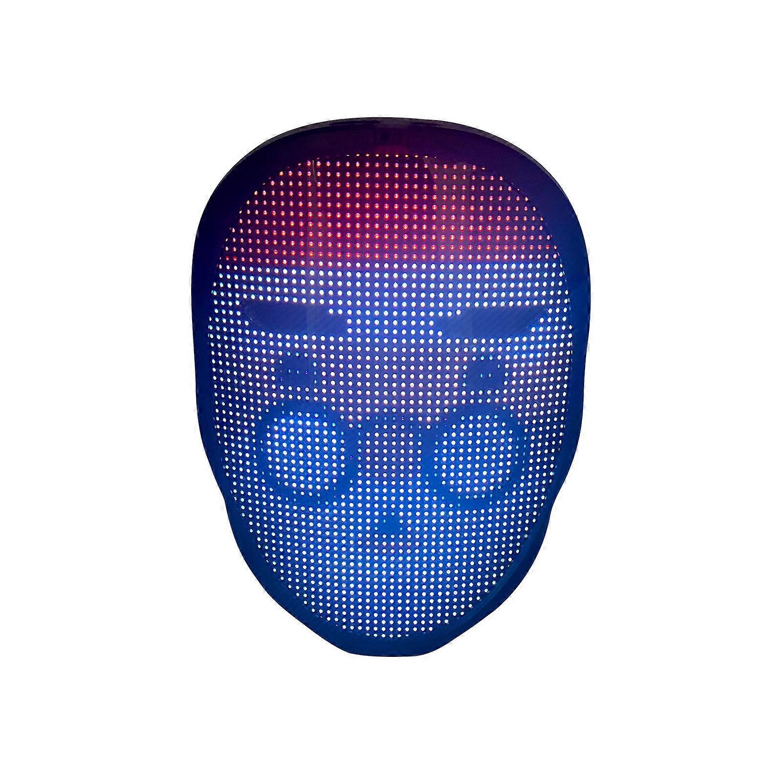 Carnival Costume APP Full-color LED Face-changing Glowing Mask Party 9rops
