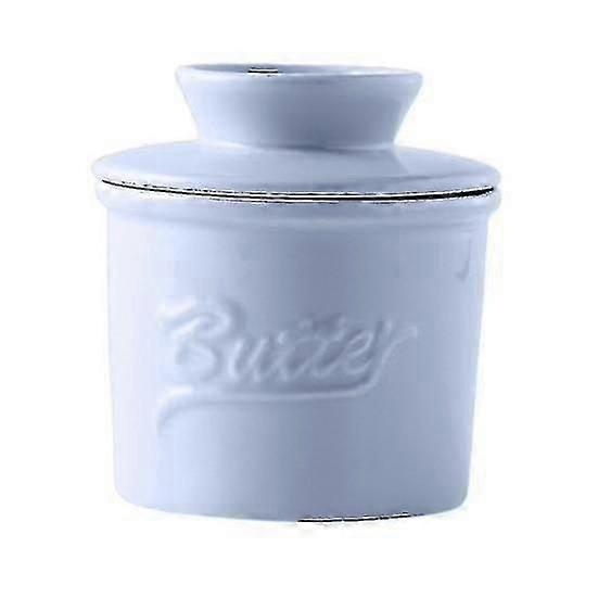 Ceramics Butter Crock With Lid French Butter Dish Keeper Counter Spreadable Soft Butter Container Storage Jar With Water Line Kitchen Supplies