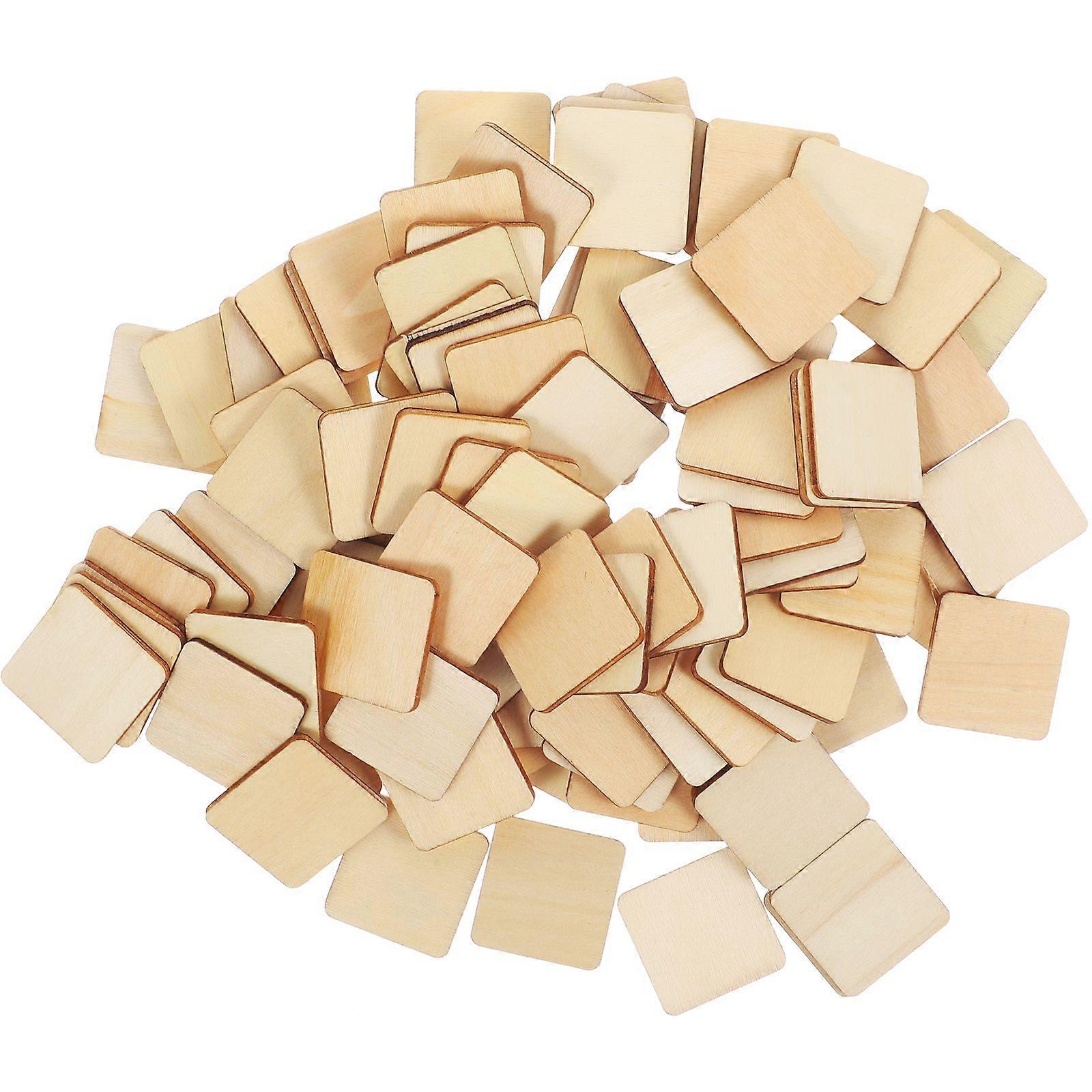 100Pcs DIY Wooden Blanks Square Painting Blocks Wood Squares Unfinished Square Cutouts