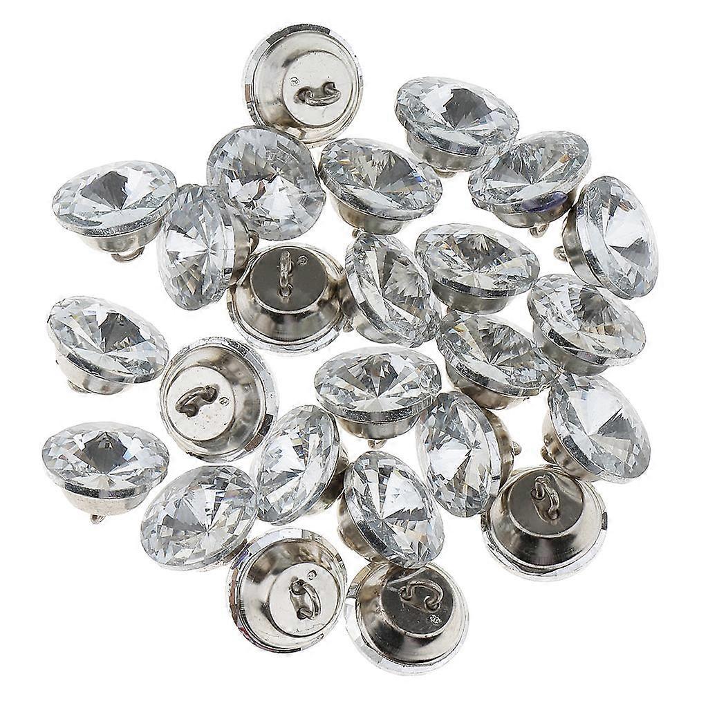25 Pieces Colorful Rhinestone Crystal Buttons with Metal Loop Round Buttons for