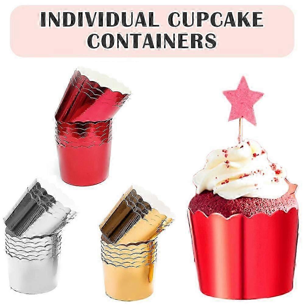 50Pcs Paper Dessert Bowls Mini Muffins Cake Boxes Paper Muffin Cups Cupcake