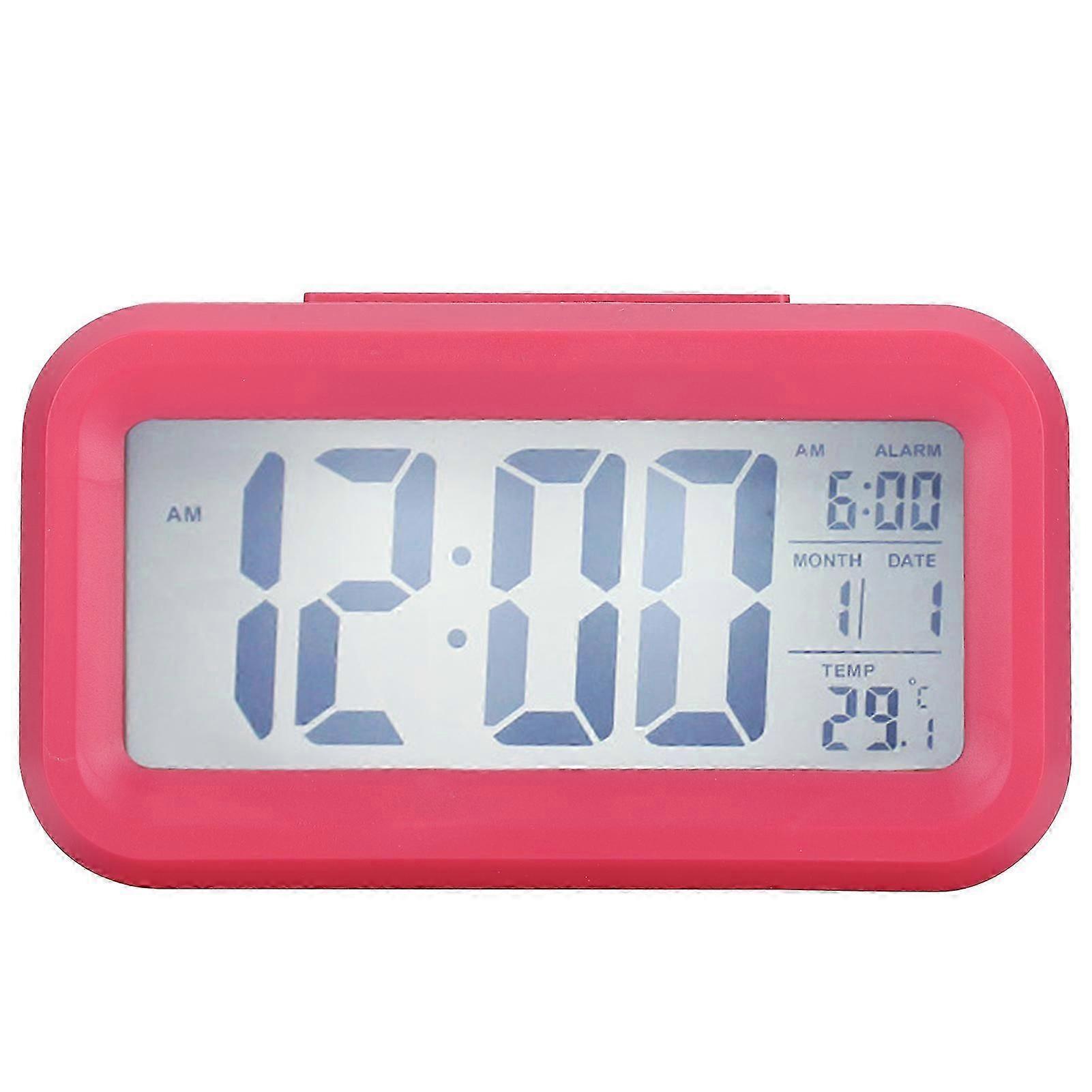 LCD Electronic Clock Large Screen Mute Smart Time Temperature Display Alarm Clock GHY?501Pink