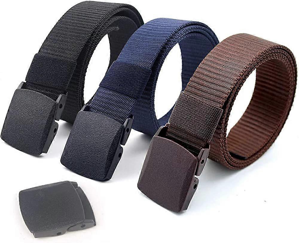 3-Pack Nylon Canvas Riem Plastic Gesp Riem Reizen Verstelbare Nylon Web Slide Riem