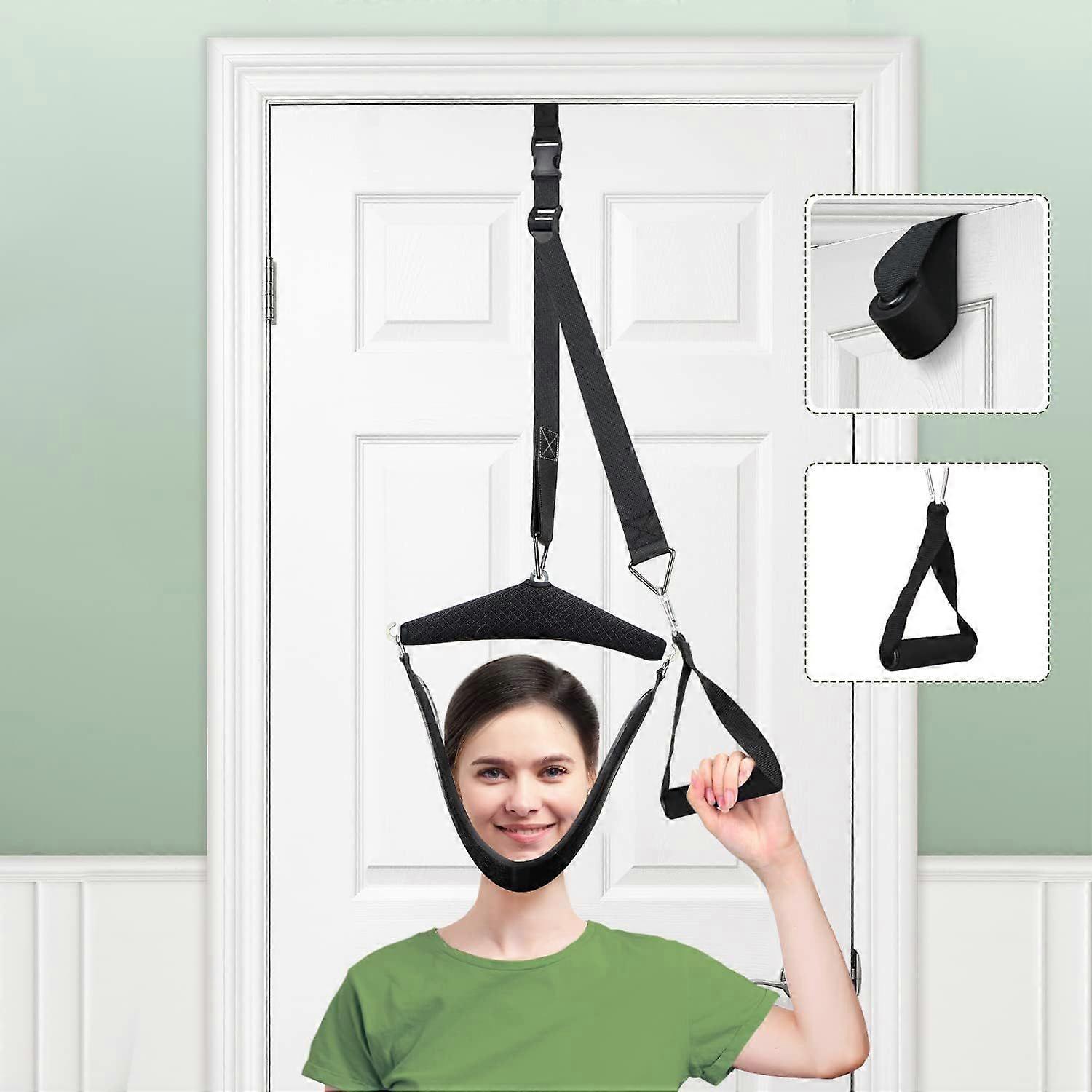 Neck Stretcher Cervical Traction, Portable Neck Traction Hammock, Cervical Neck Traction Device Over Door for Home Use