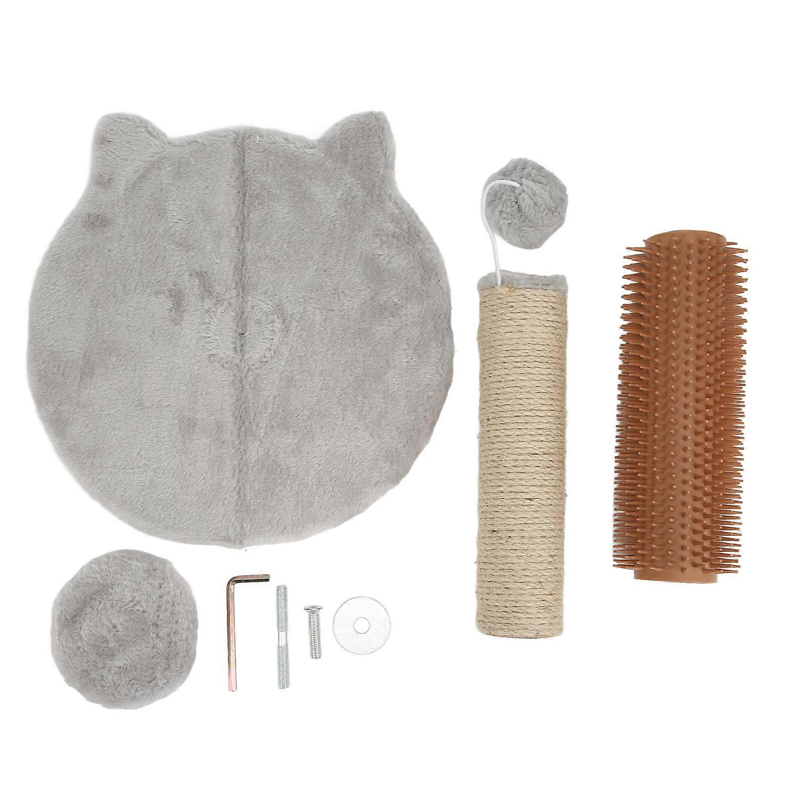 Cat Scratching Post Foldable Sisal Multipurpose Tall Cat Scratcher with Plush Base for Indoor Cats and KittensLight Grey