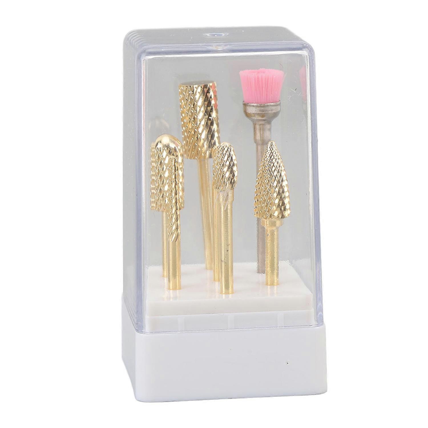 7pcs Nail Drill Bits Set Tungsten Carbide Drill Bits with Cleaning Brush Bit Manicure Grinding Head
