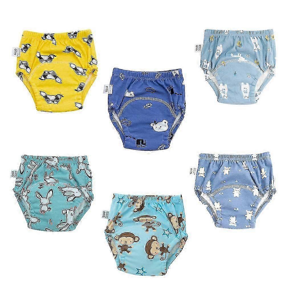 6-pack Unisex Bomull Återanvändbar Potta Träning Underkläder Andningsfunktion Småbarn Pojkar Och Flickor Pee Träning Underbyxor Vattentät Träning Pants_Special Gif