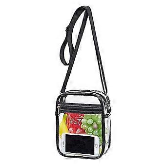 Stadium Approved Clear Bag Black 1 Piece Clear Crossbody Bag with Adjustable Shoulder Strap for Concerts and Sporting Events