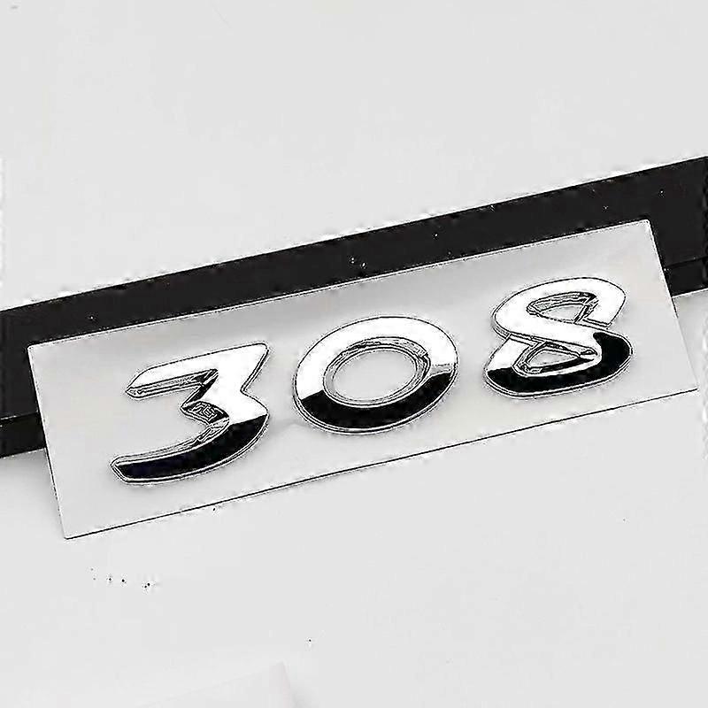 3d Abs Black Chrome 308 Logo Letters Car Trunk Emblem Badge For Peugeot 308 Sw Cc Adhesive Number Sticker Accessories