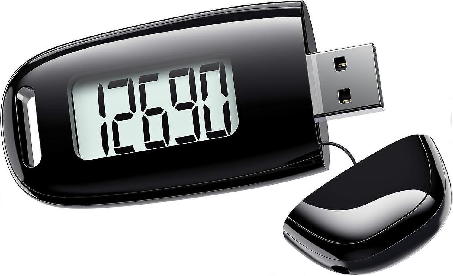 3D Pedometer for Walking, Easy Walking Pedometer with Removable Clip and Strap, USB Rechargeable Step Tracker with Backlight, Accurate Pedometer for M