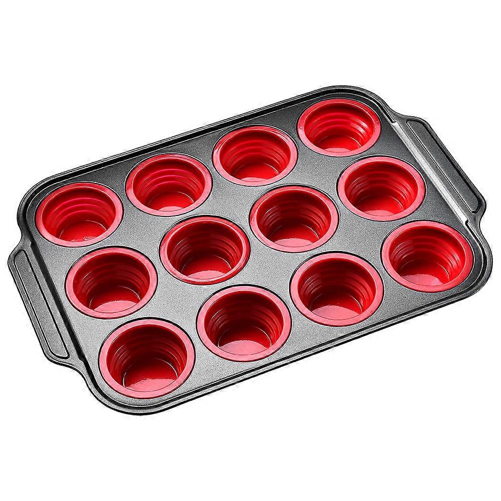 Nonstick Silicone Muffin Pan 12-Cup Regular Size for Oven Baking, Flexible, FDA Approved, Easy Release