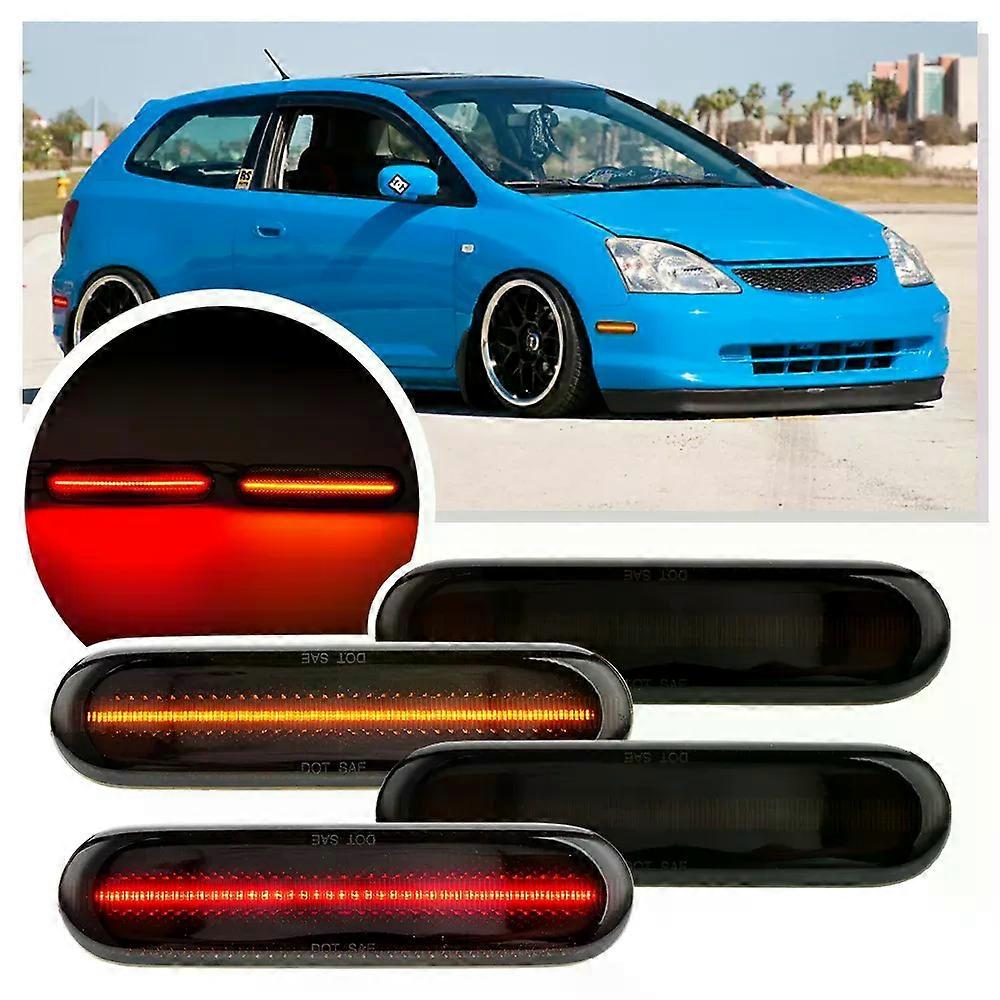 Compatible 4X For 2002-2005 Honda Civic Gen 7th LED Turn Signal Light Side Marker Blinker Fender Lamp front rear white