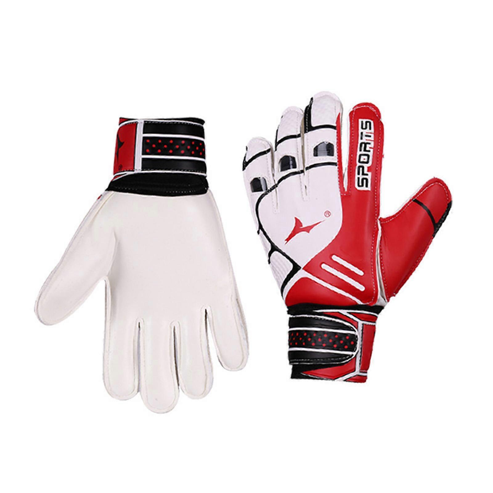Strong Grip Goalie Soccer Glove Finger Protections Non-Slip Breathable Gloves Strong Grip Goalkeeper Gloves for Adults  Red  size 9