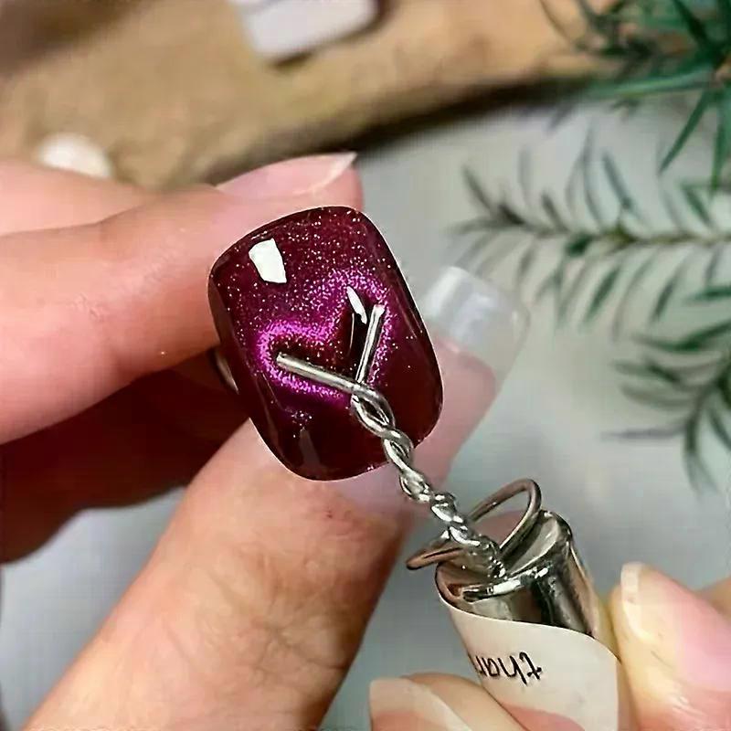 6個キャットアイネイルマグネットセット、ネイルにハートとインゴットの形を作成するための柔軟な鉄線付きネイルアートアクセサリーツール