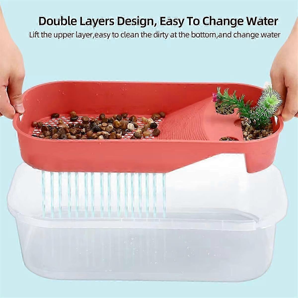 Turtle Tank for Home Use with Sun Terrace Fish Turtle Mixed Breeding Tank Reptile Aquarium Tank Pin