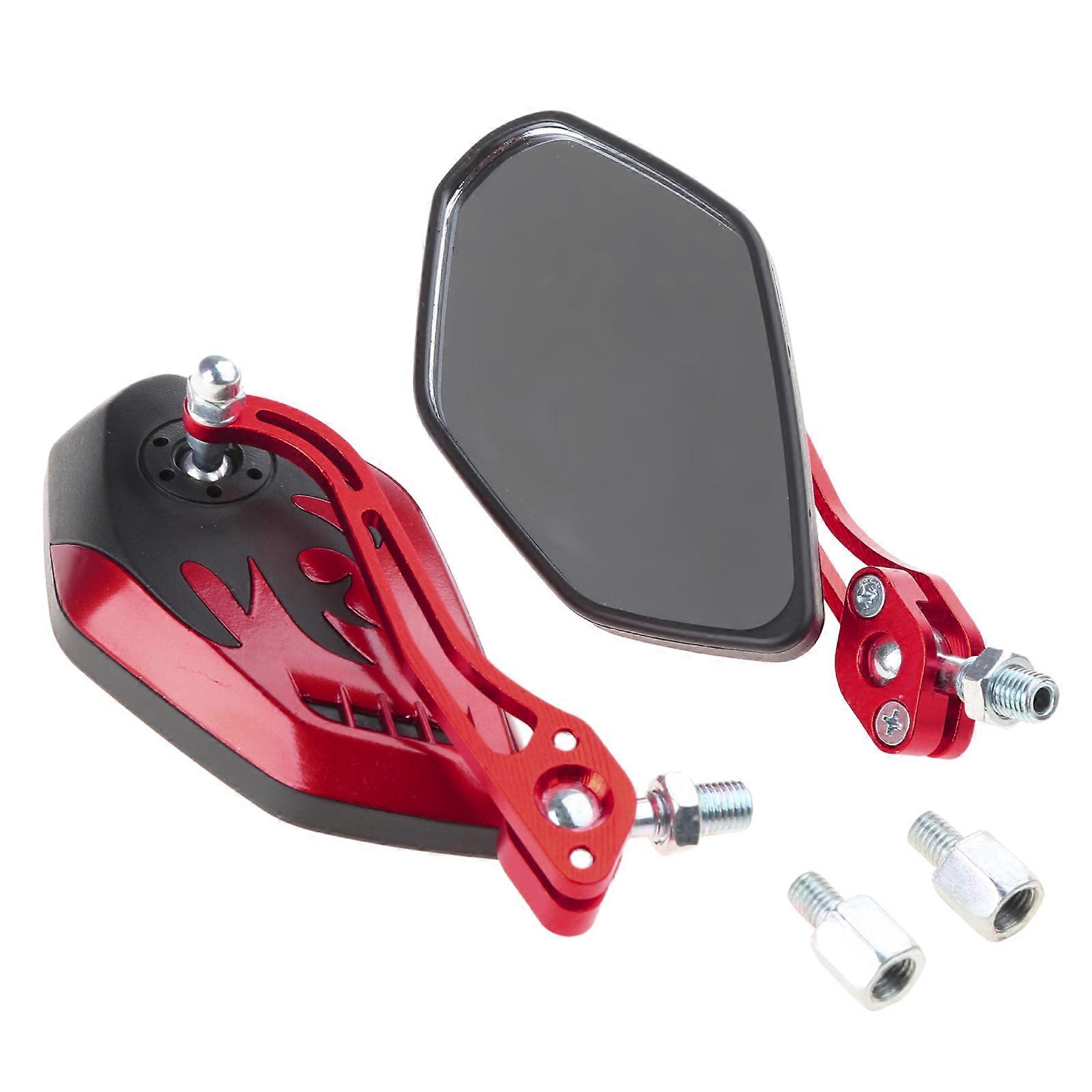 Pairs of Distinctive Flame 8mm 10mm Rearview Side Mirror for Motorcycle Scooter Moped Bike  Red