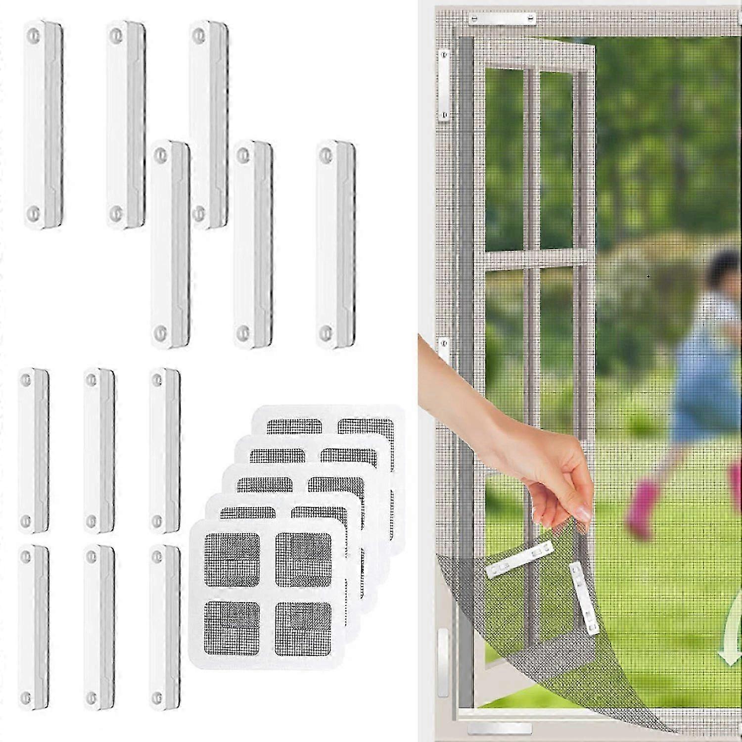 Type A 12Pcs Punch Free Anti Mosquito Window Screen Magnetic Clip Window Screen Buckle with Patch SZRH A-F