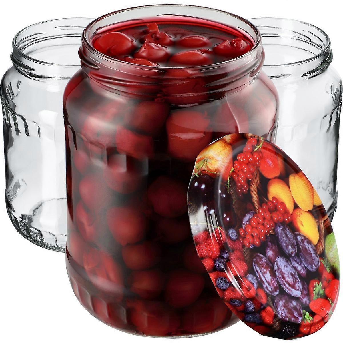 KADAX Gläser für Konserven Yucca 720ml 16Stk 82mm + Deckel "Frucht"