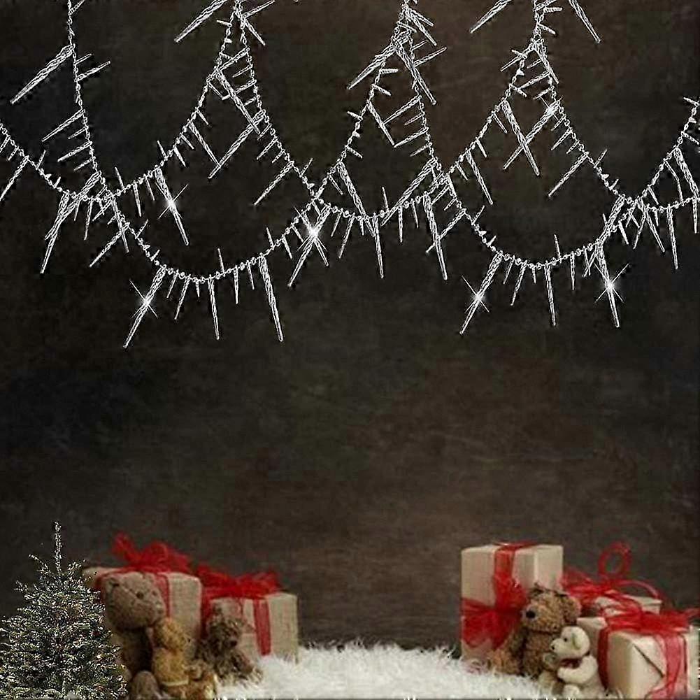 Sparkling 3D Silver Icicle Garland for Christmas & New Year Party Decorations