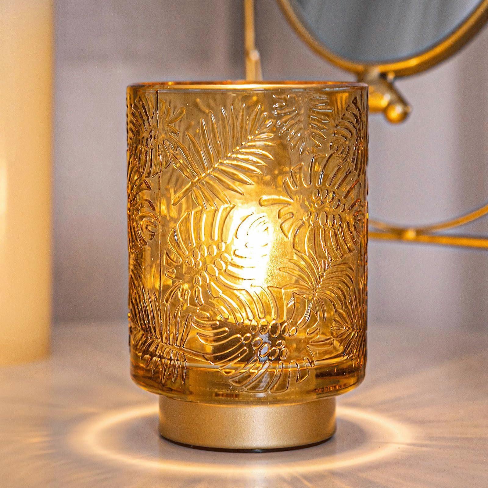 Small Battery Operated Lamp Cordless Table Lamp With LED Bulb Golden Amber Finish Wireless Desk Lamp For Bedroom