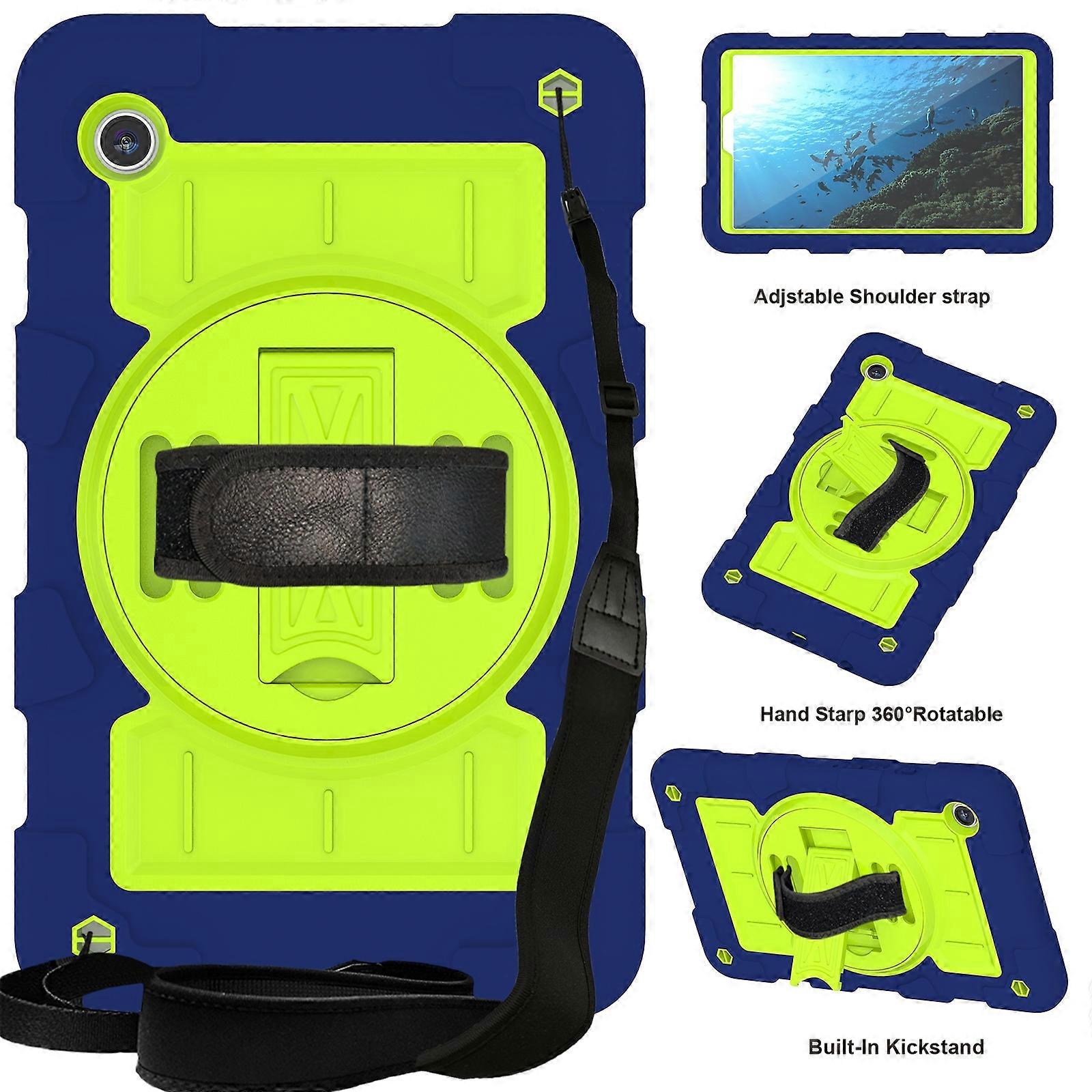 Silicone Hybrid PC Shockproof Tablet Case with Shoulder Strap
