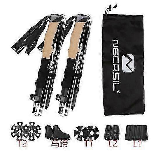 Foldable Hiking Poles, Telescopic Walking Poles, Ultra Light, Aluminium Alloy, Nordic Extendable Trekking Poles With Cork Handle