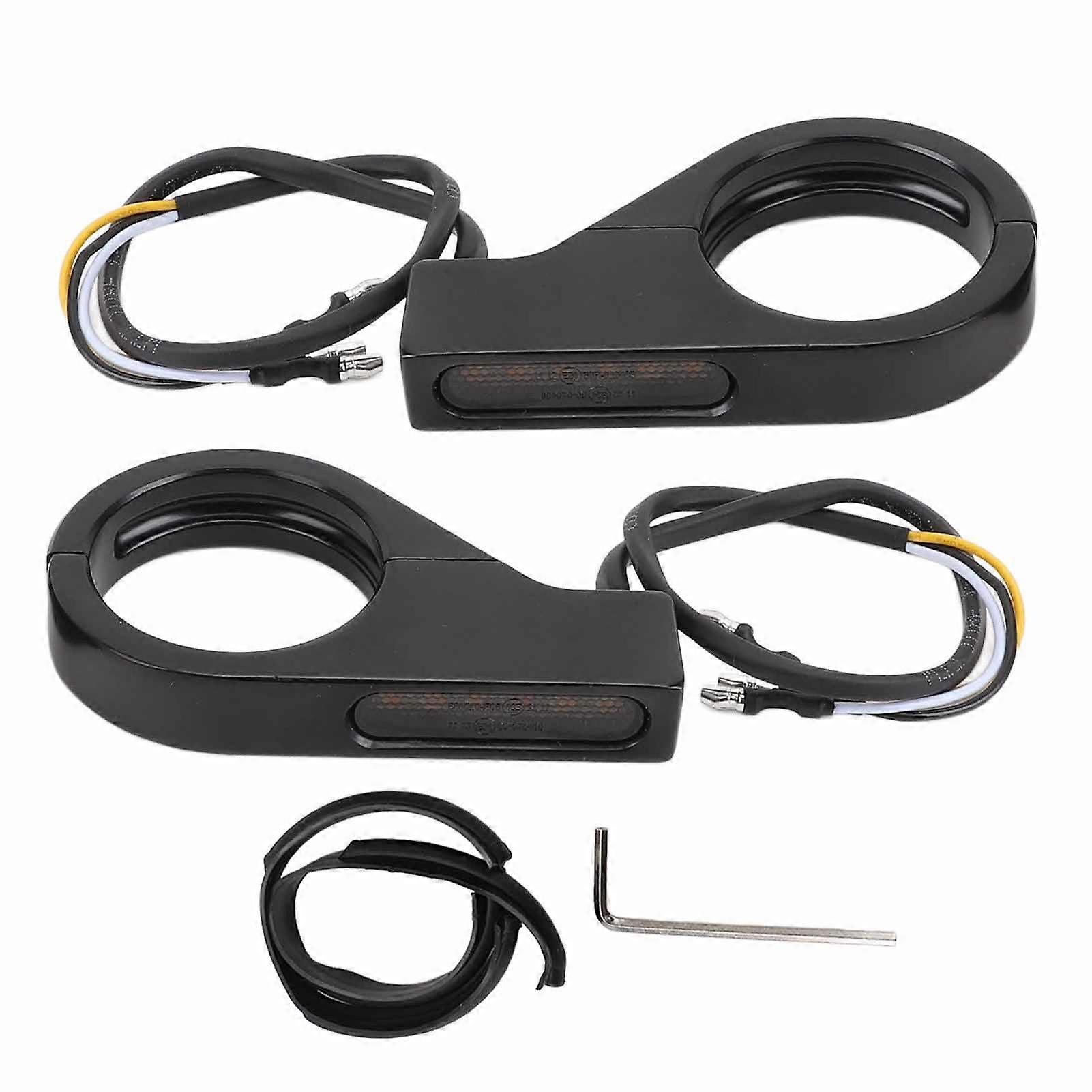 Front LED Turn Signals Amber Indicators White Daytime Running Lights 39 to 41MM Fork for ATV Motorcycles Off Road Vehicles