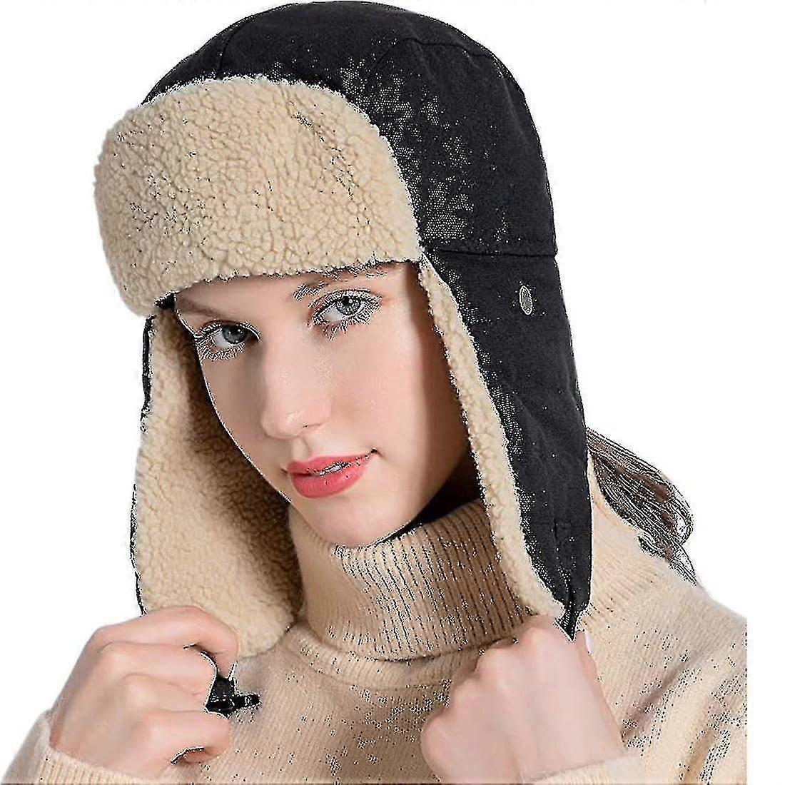 Casquette Ushanka unisexe avec cache-oreilles d'aviateur d'hiver