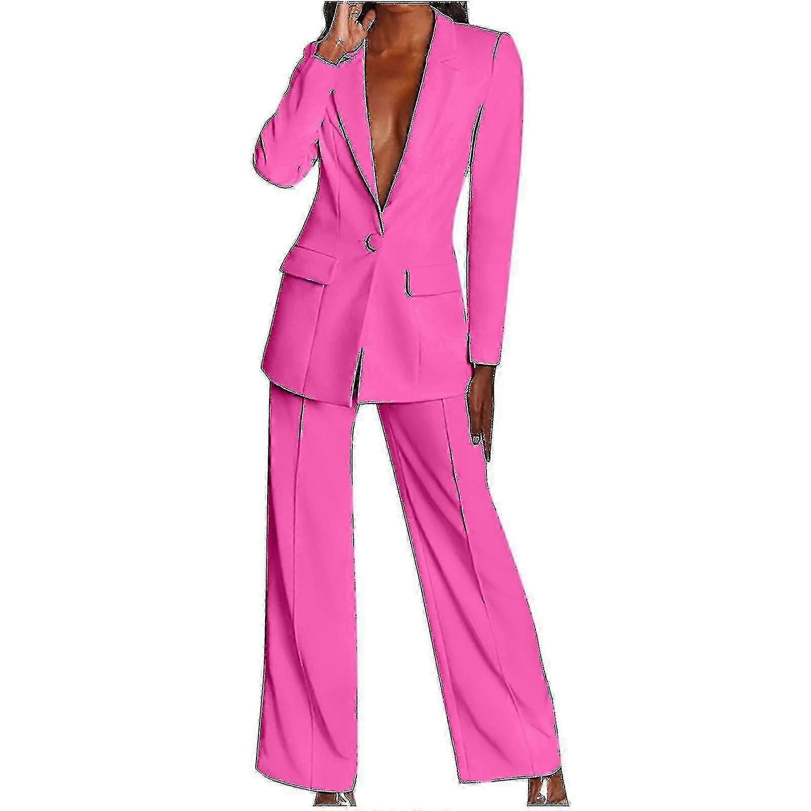 Damen Langarm Solid Suit Hose Casual Elegant Business Anzug Sets Zweiteiliger Anzug