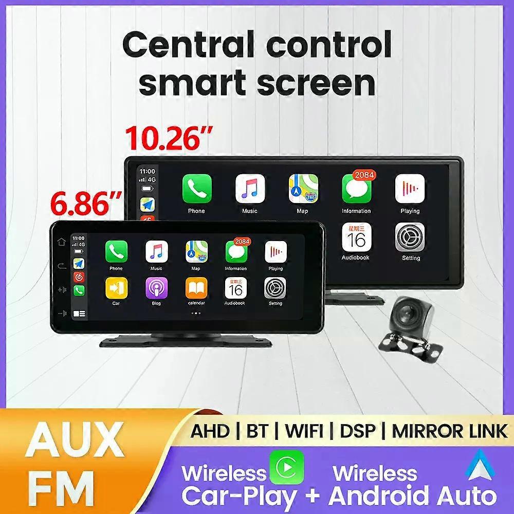 Universal Car Radio Screen Wireless Carplay Android auto Multimedia Video Player Monitor Dashboard Rearview Cam AUX TF FM DSP
