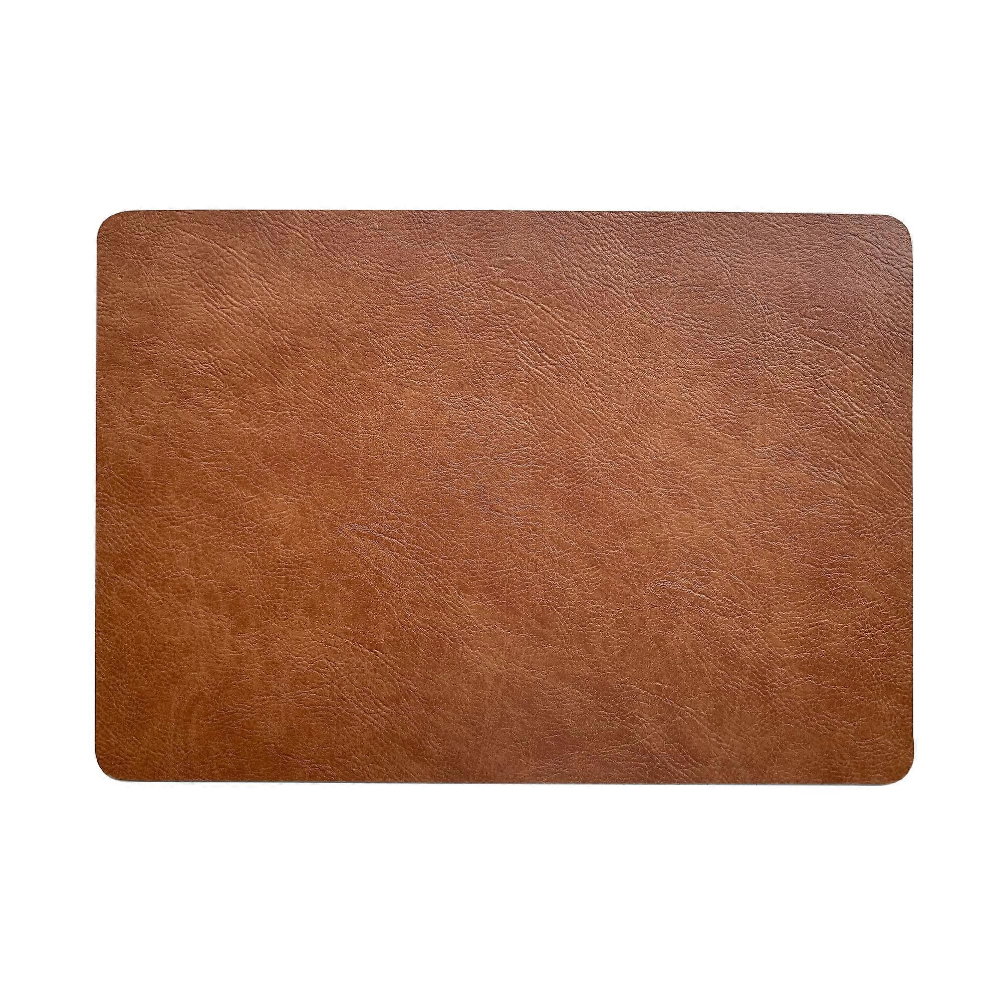 Faux Leather Placemat Table Mats Set of 6 Brown Heat Resistant Wipeable for Kitchen