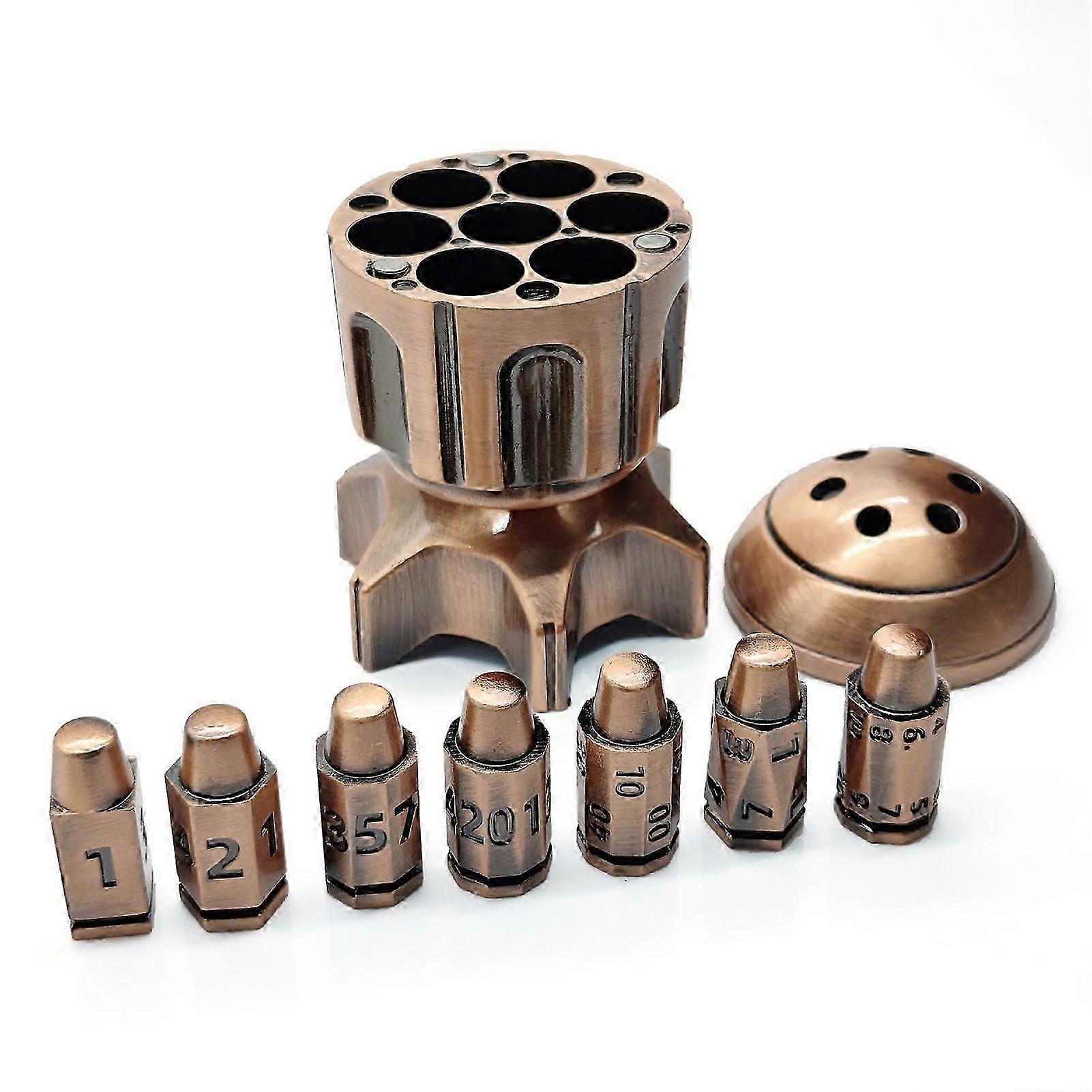 Cyberpunk Revolver Cylinder Metal DND Dice - Unique Rotating Bullet Design for COC Tabletop RPGs and Gaming Collectors