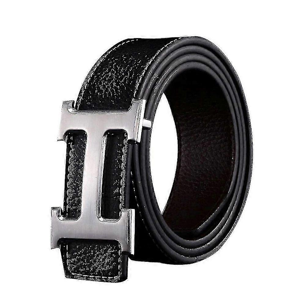 New Business Casual Lychee Pattern Men's Belt - Black - 1 Piece