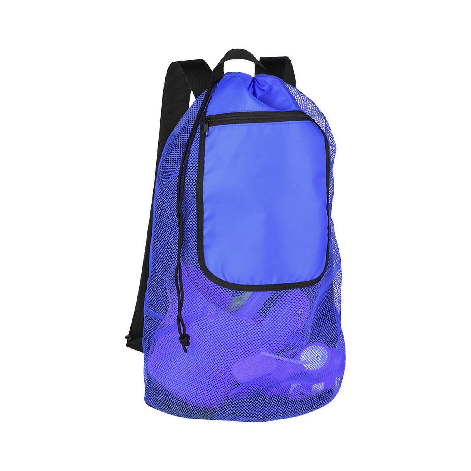 Sand Toy Bag Sports Bag Beach Bag Drawstring Backpack Large Capacity Gym Storage Bag for Short Trips and Camping  Blue