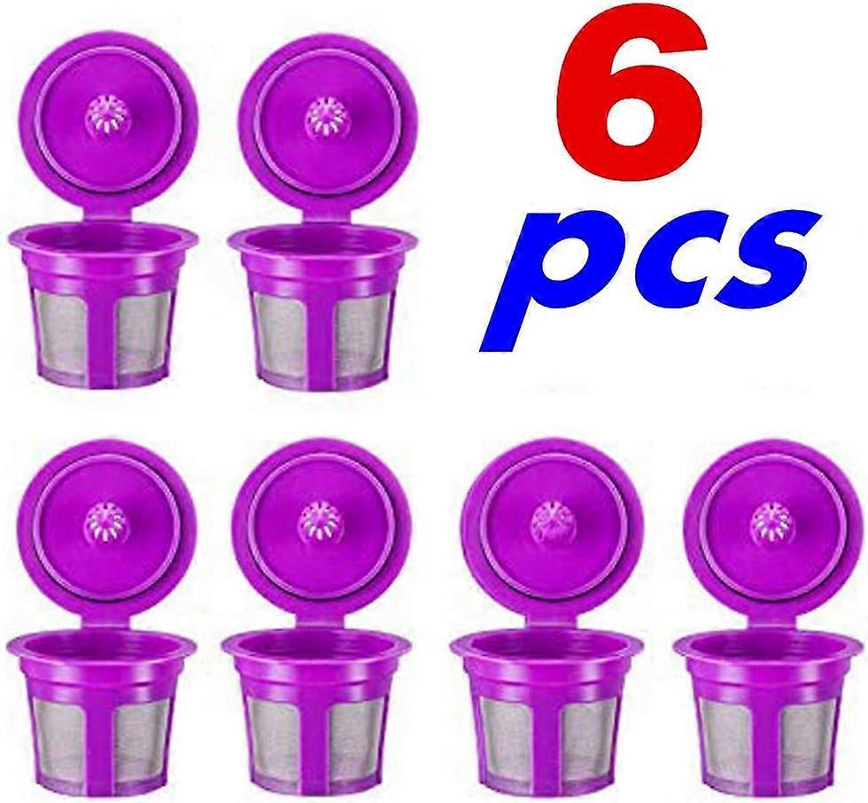 Coffee Tools,Coffee Filter-Purple 6Pcs Box,Reusable K Cups, 6 Pack Universal Fit Reusable Coffee Filters, Compatible With Keurig
