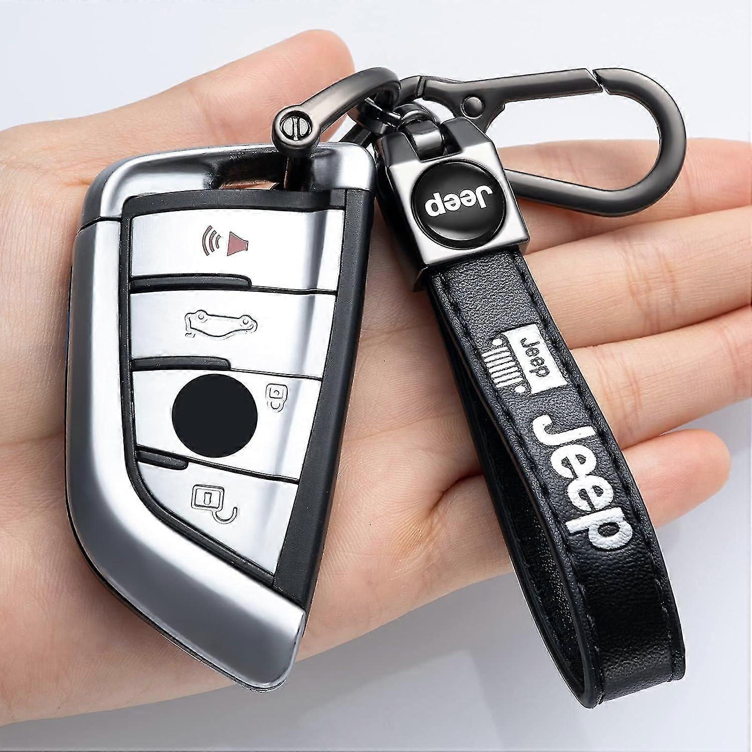 Jeep Araba Anahtarlık Için Anahtarlık Hakiki Deri Araba Anahtarlık Anahtarlık Anahtarlık Wrangler Pusula Cherokee Erkekler Ve Woean, araba Anahtarı Siyah