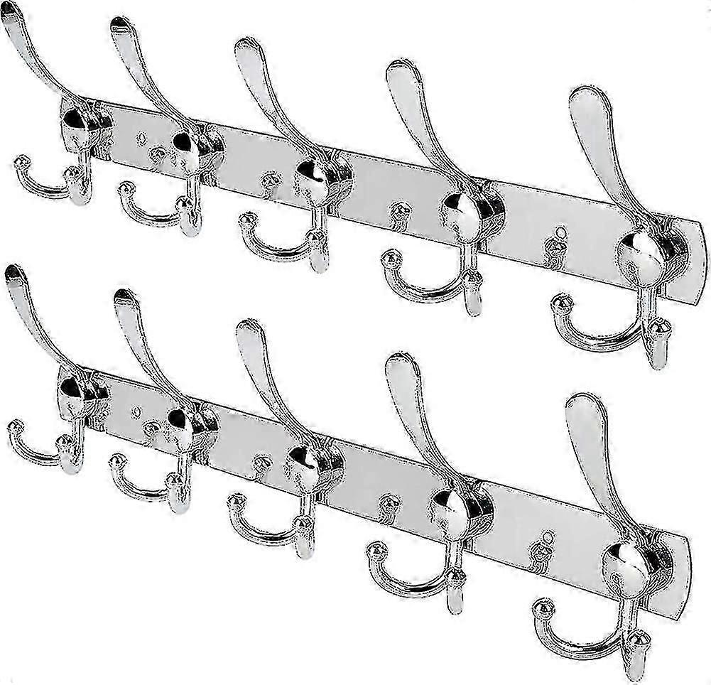 Wall Mount Hook, 2 Pack Acsergery Gift 15 Hooks Stainless Steel Coat Robe Hat