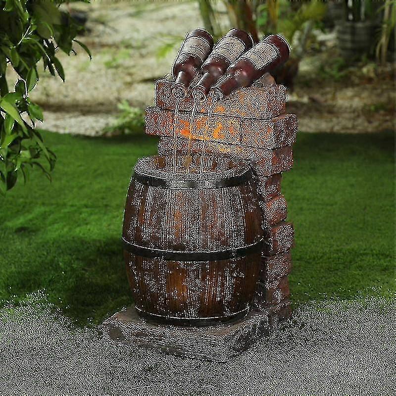 SZTXJ樹脂ワインボトルとバレル屋外噴水彫刻素朴な庭と庭