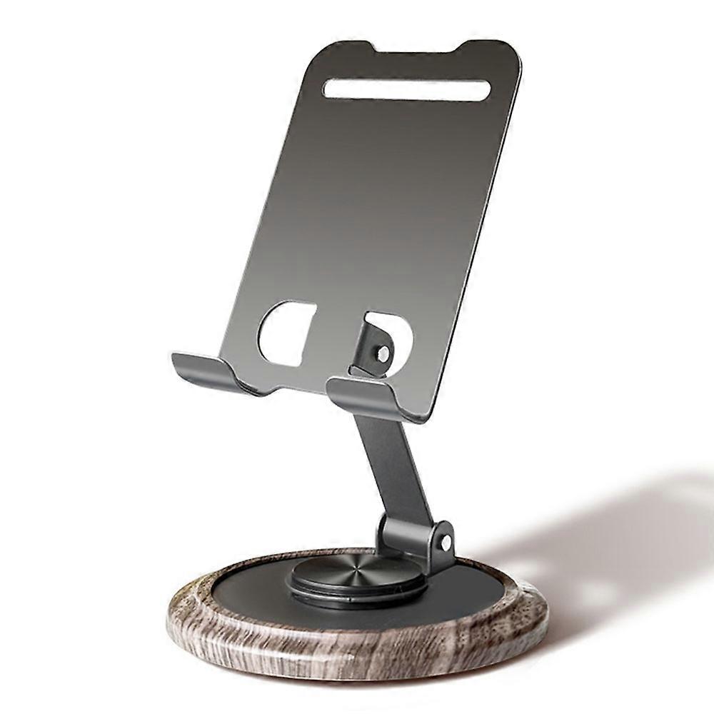 360&#176 ; Support de téléphone pliable rotatif Support de bureau Base en grain de bois Support universel pour smartphone