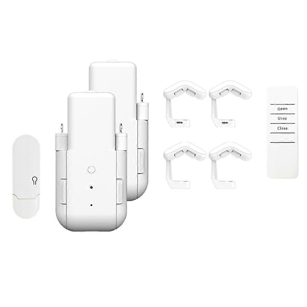 2PCS WIFI Smart Automatic Curtain Motor with Voice Control Remote Temperature and Light Sensors for
