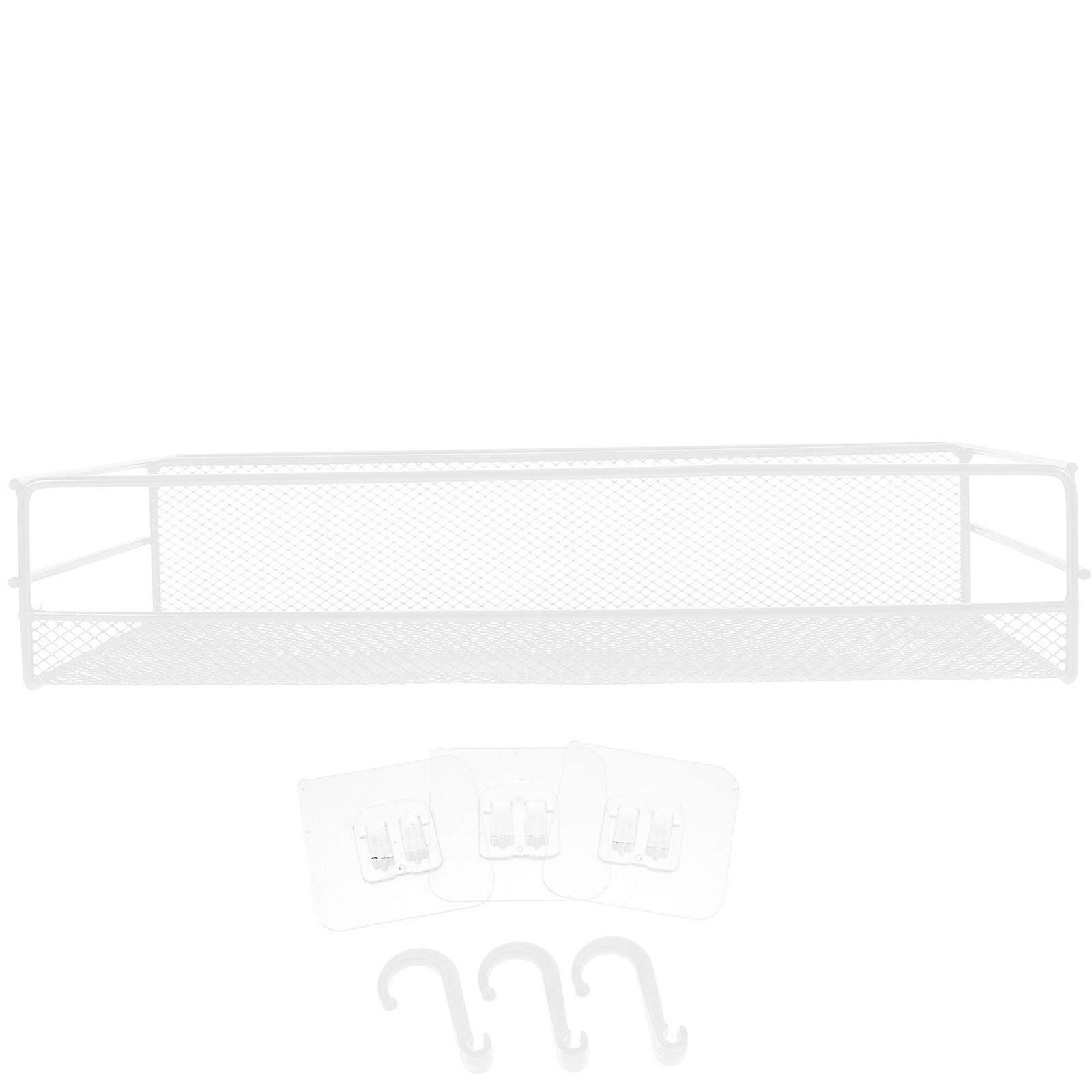 Metal Hanging Basket Wall Organizer Multi Functional Wire Storage Rack for Kitchen & Bathroom with Hooks, Elegant Design, Ample Capacity for Daily