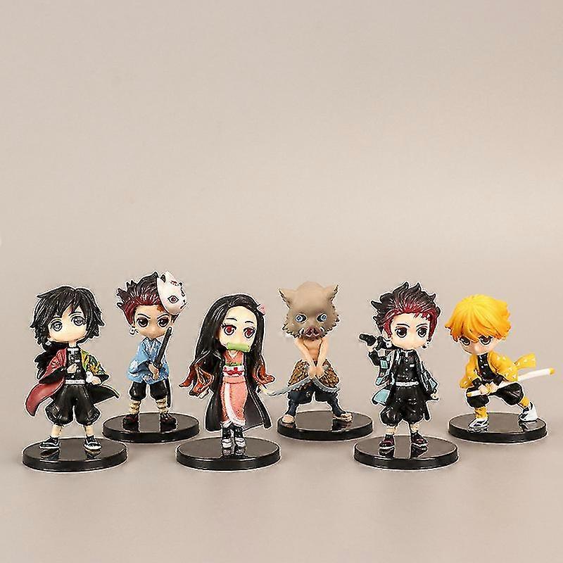 6pcs Anime Character Dolls Ornament for Cake Decorations
