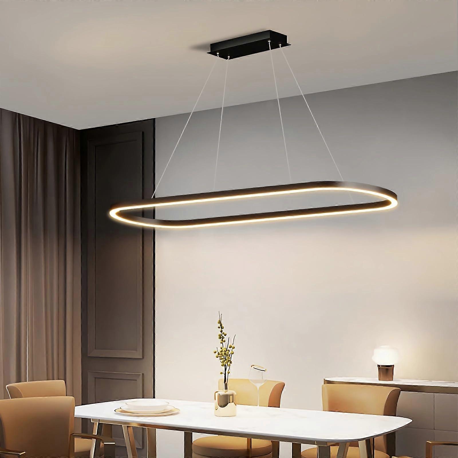 Dining Table LED Pendant Light Dimmable 3000K6000K Remote Black L100cm