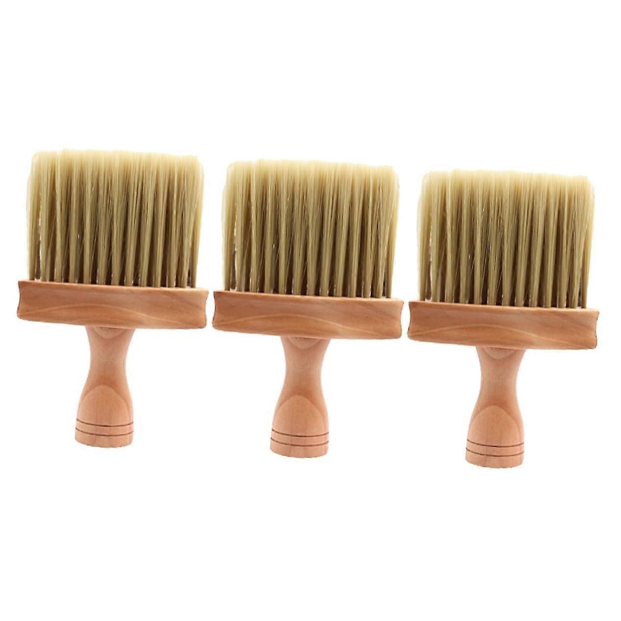 3pcs Professional Barber Brush Hair Cutting Kit Neck Duster Wooden Handle Lint for Easy Cleaning Ref: 2062