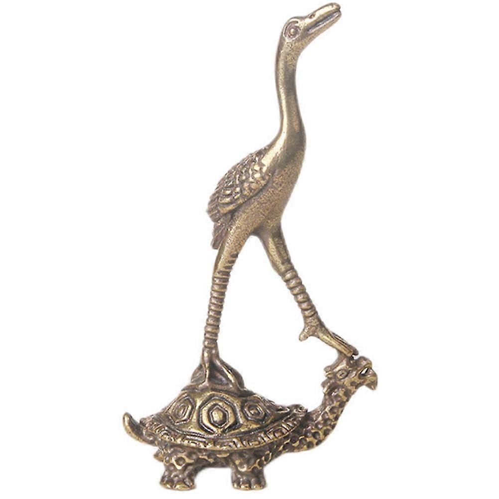 Turtle Ornament Brass Crane Turtle Decor for Desktop 1 Piece Retro Style