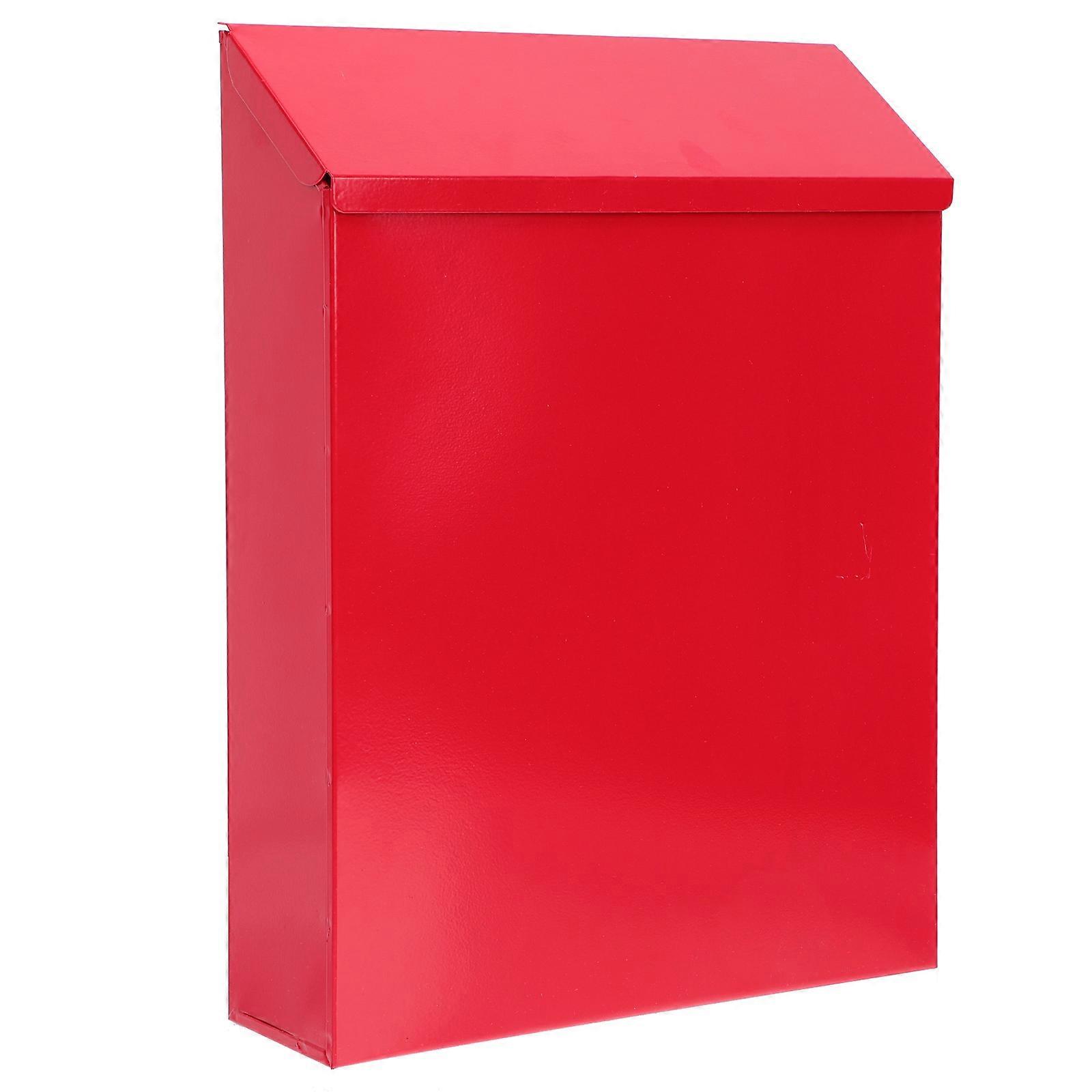 Wall Mounted Mailbox for Home Use Made of Iron in Red Color 12.5 x 6.5 x 4 Inches