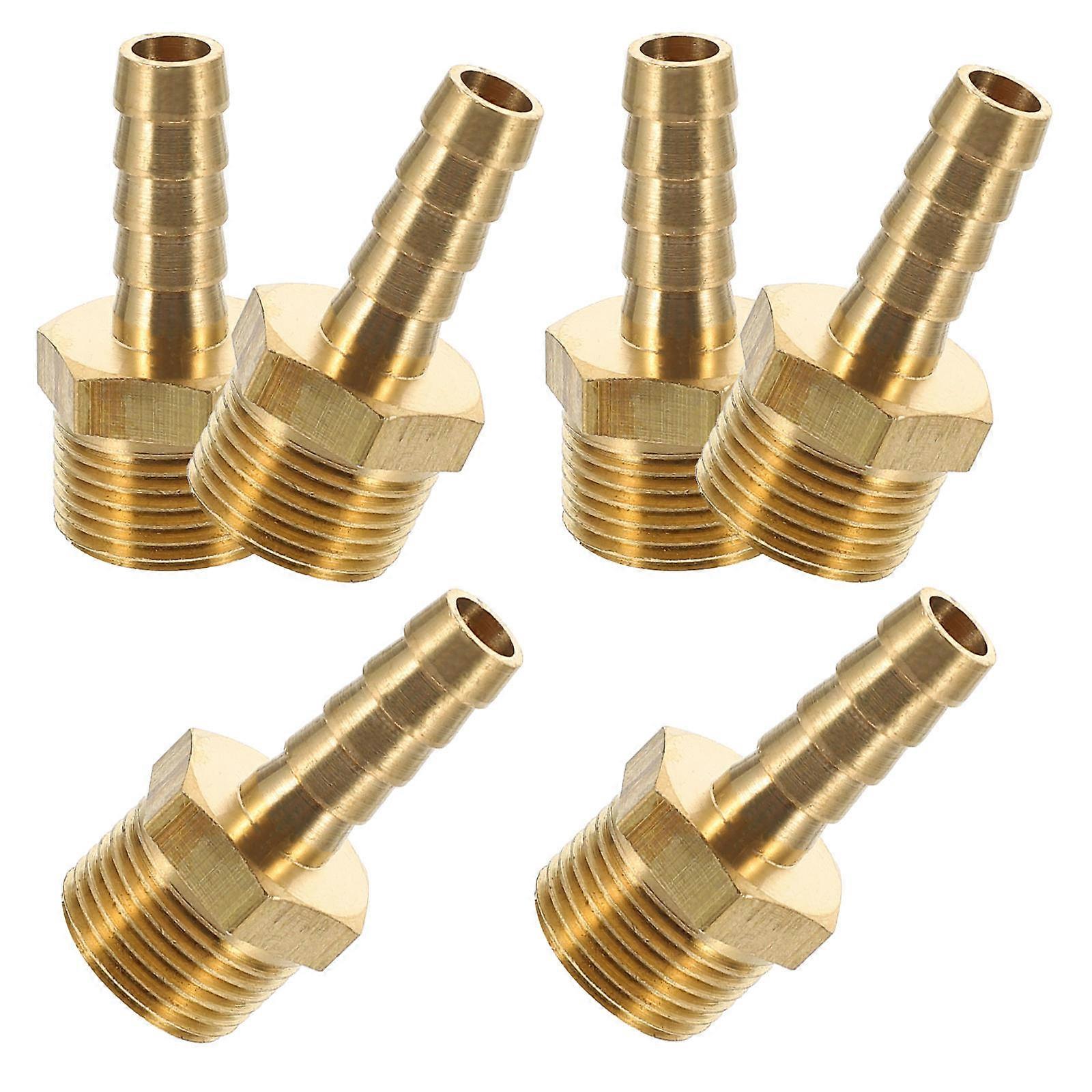 Hose Barb Fittings Thickened Brass Connector Tight Seal Pipe Connection 6Pcs